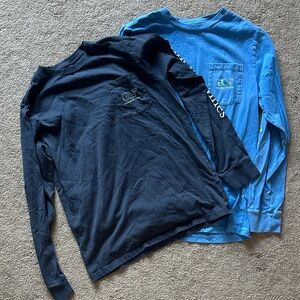 Vineyard Vines Long Sleeve Pocket Tees - Navy & Bright Blue
